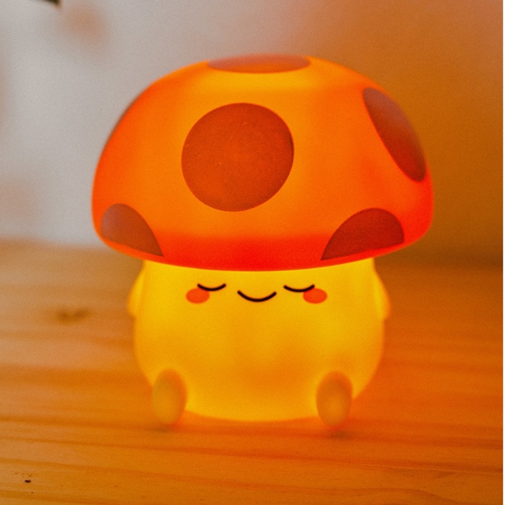 Smoko Ambient Light Mushroom Lamp Super Cute Orange and White Pattern “Kai”